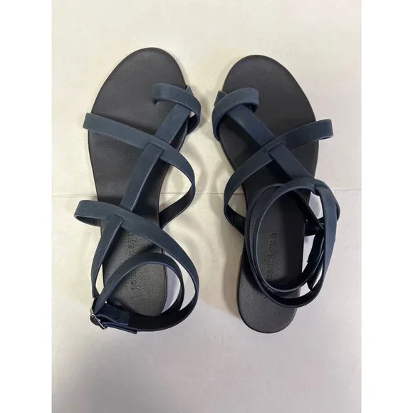 JENNI KAYNE Oiled Leather Strappy Sandal Navy Size 36 NWT